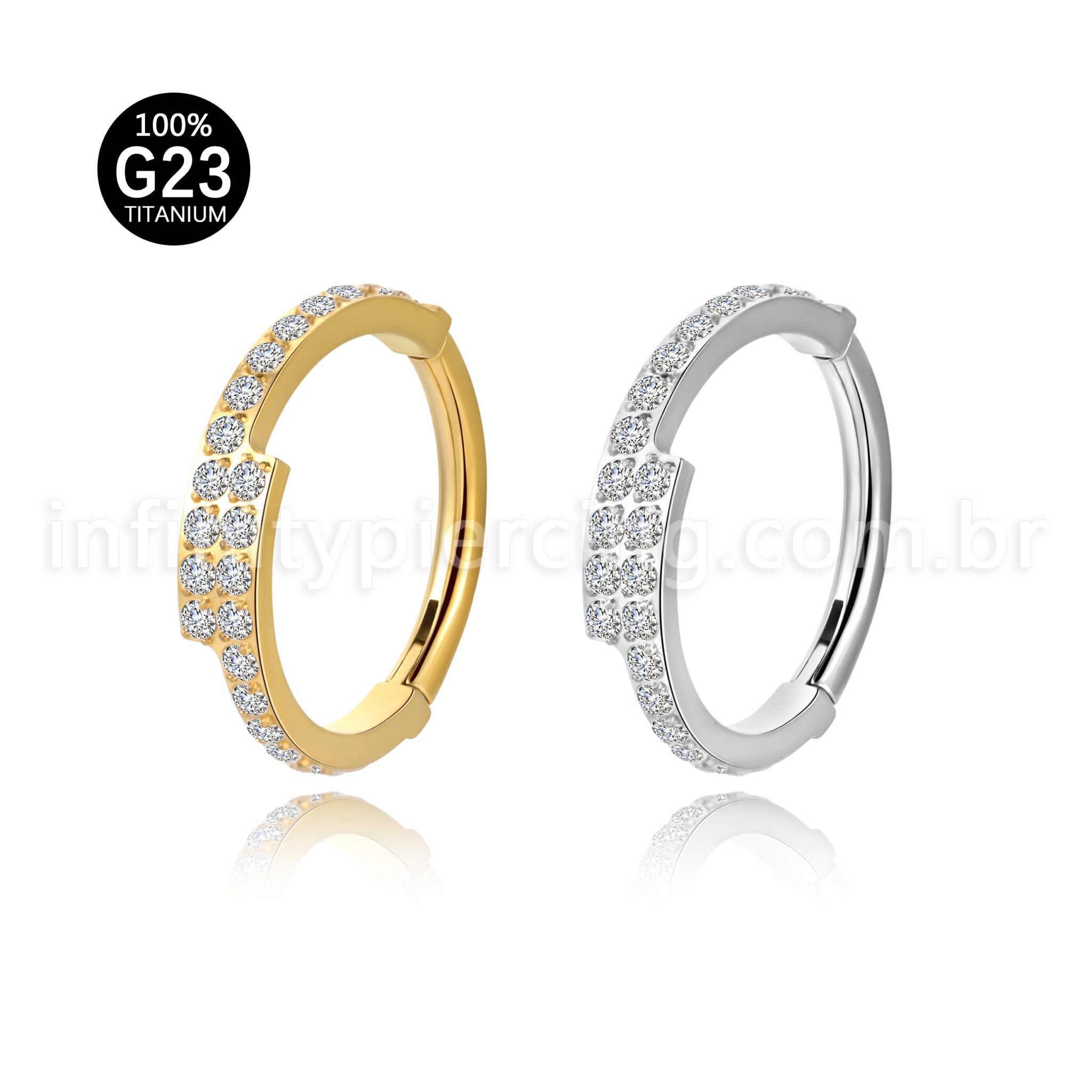 Piercing Argola Titânio Zircônia Cravejada